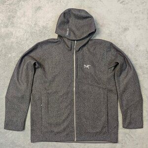 Arc'teryx Sawyer Wool Hoody in black, made with Merino wool.